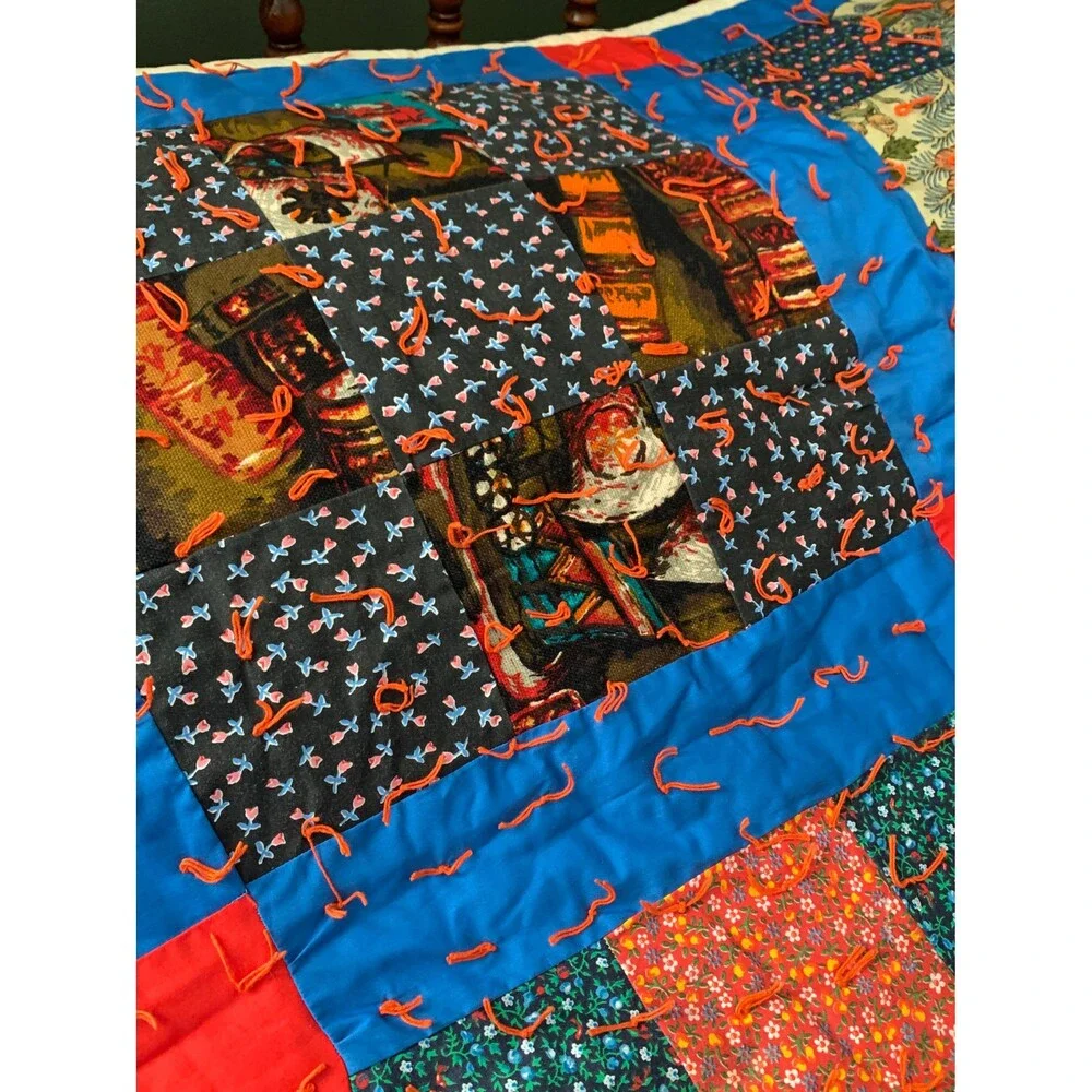 70’s Nine Square Nubby Quilt